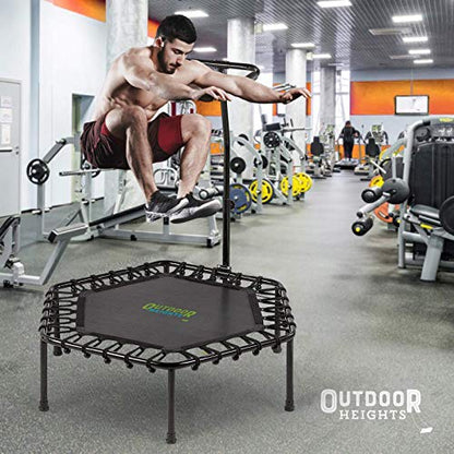 Mini Trampoline, Exercise Fitness Rebounder for Adults & Kids, for Indoor & Outdoor Use, Foldable, Pre-Attached Springs, with Handle, - size: 50 Inch, style: Bungee - No Spring No Fold