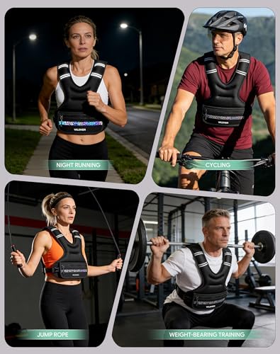 Adjustable Weighted Vest 10-20lb, Weight Vest for Women Men Walking Running Workout with 6 Removable Sandbags, Reflective Strip, Large Pocket for Gym