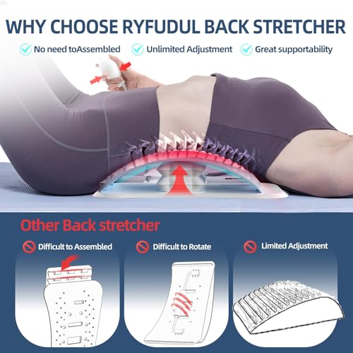 Back Stretcher with Air-Adjustment for Lower Back Pain Relief, Lumbar Support Board with 10 Inch Wide Elastic Panel for Spine Decompression, Multi-Level Back Cracker for Posture Improve & Scoliosis