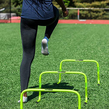 HolaHatha Agility Hurdle, Indoor Outdoor Sports Training Equipment for Track, Basketball, Football & Soccer - Height Adjustable, Bright Green