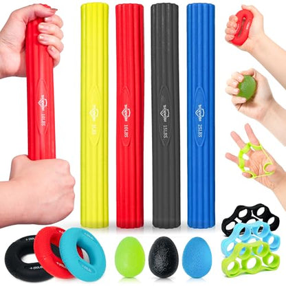 Flex Therapy Bar and Grip Strength Trainers Set, Physical Therapy & Resistance Bar for Golfers Elbow,Tendinitis,Wrist,Forearms Pain, Improve Grip Strength and Relieve Pain - color: 13pcs ‎Black sets