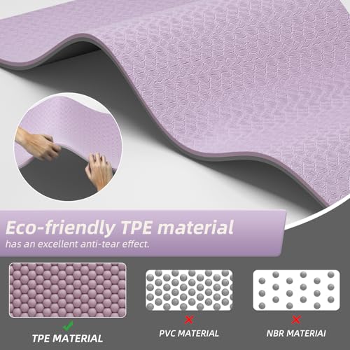 Extra Thick 12mm TPE Exercise Yoga Mat with Strap, 72"L x 24.8"W Non-slip Workout Mat for gymnastics, Pilates, Home, Workout, Gym Floor Fitness
