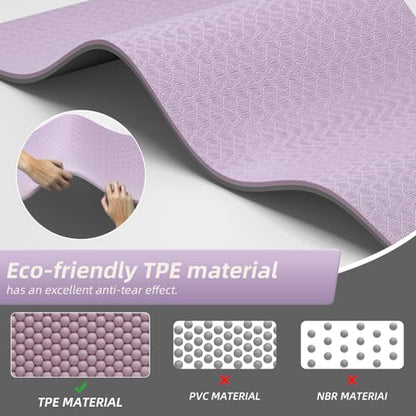 Extra Thick 12mm TPE Exercise Yoga Mat with Strap, 72"L x 24.8"W Non-slip Workout Mat for gymnastics, Pilates, Home, Workout, Gym Floor Fitness