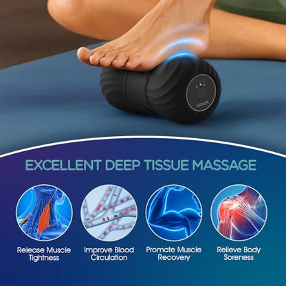 Vibrating Peanut Massage Ball Roller, Electric Double Lacrosse Massage Ball with 4 Intensities for Muscle Pain Relief, Rechargeable Deep Tissue Massage, Yoga Sports Fitness MB300 (Black) - color: Black