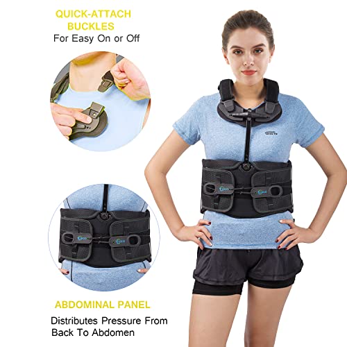 TLSO Thoracic Full Back Brace for Men Women for Kyphosis, Post Op Recovery, Compression Fractures, Scoliosis, DDD, Herniated Discs, Adjustable Thoracic Lumbar Spine Support (Size Large)