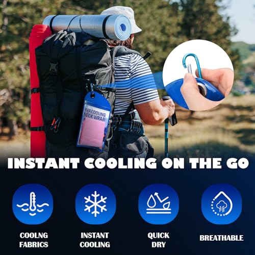 4 Pcs Cooling Towel PVA Cooling Neck Wraps Instant for Neck 34x4 in Long Lasting Reusable Breathable Chilly Towel for Yoga Sport Running Gym Workout Camping Fitness(Blue,Green,Red,Grey)