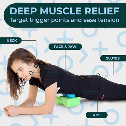 Neck Track Myofascial Release Tool – Suboccipital Release Device for Jaw, Face & Neck Tension – Soft Foam Block with Slots for Massage Balls (Balls Not Included)