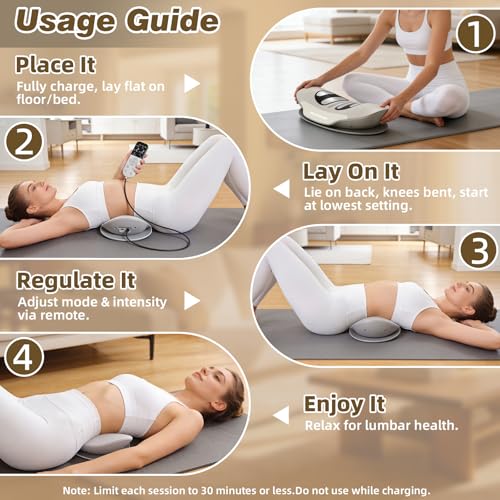 Lower Back Massager, Upgraded 4-in-1 Lumbar Traction Device with Heat, Electrotherapy, Vibration, Design to Support Lower Back & Sciatica Pain Relief for Home Use