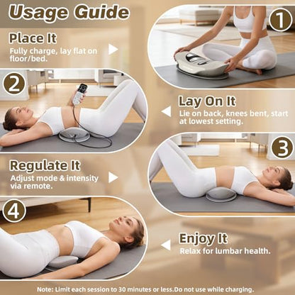 Lower Back Massager, Upgraded 4-in-1 Lumbar Traction Device with Heat, Electrotherapy, Vibration, Design to Support Lower Back & Sciatica Pain Relief for Home Use