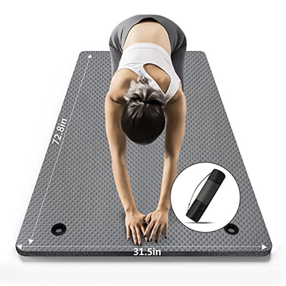 LFS Yoga Mat 72.8" x 31.5" x 2/5 inch Thick With Strap and Bag, Extra Wide Workout Mat for Women and Men, Non Slip Exercise Mat for Home Outdoor Yoga, Pilates, Stretching, Floor & Fitness Workouts