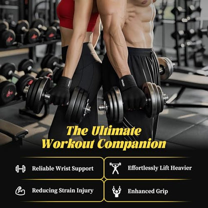 HOZMOZ Weight Lifting Gloves with Wrist Support, Gym Workout Gloves for Men Women, Full Palm 6mm Padded & Grip, Exercise Wrist Wraps for Weightlifting, Fitness, Strength Training - size: X-Large