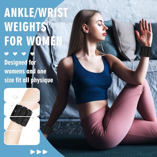 Wrist Weights, 2Pack Adjustable Wearable Wrist Ankle Weights for Women/Men, Silicone Wrist Bangles for Walking, Yoga, Pilates, and Gym, Arm & Leg Workout, 2lb - color: Black