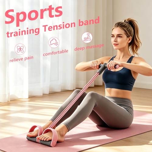 Pedal Resistance Band with Handle,4/6/8 Resistance Levels Elastic Pull Rope, Portable Fitness Bands for Leg Butt Training, Home Gym, Yoga, Pilates