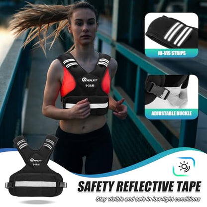 Weighted Vest for Women and Men, 5-10lb/11-20lb/18-30lb Adjustable Weighted Vest with Reflective Strip, Body Weight Vest for Walking, Running, Fitness, Strength Training