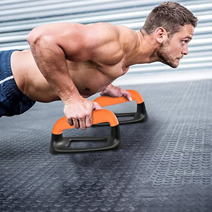 Kipika Push Up Bars Bundle - Anti-Slip Soft Plastic Handles, Stable Non-Slip Base, Perfect for Floor Strength Training - Black & Orange