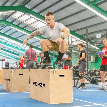 FORZA 3-in-1 Plyometric Jump Box – Strength Training Equipment | Indoor Wooden Box Training Tool | 20" 24" 30" (51cm 61cm 76cm) Plyo Box