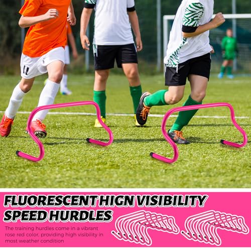 Wettarn 12 Pcs 9" Speed Training Agility Hurdles for Athletes Reliable Training Hurdle Plyometric All Purpose Practice Equipment for Soccer Basketball Football - color: Rose red