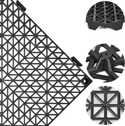 ToLanbbt Modular Interlocking Cushion 24P 11.8" x 11.8" Interlocking Rubber Floor Drain Holes Non-Slip Splicing Drainage Mats for Deck, Shower, Kitchen, Drain Pool, Sauna Bath, Indoor Outdoor (Black) - size: 24 PCS
