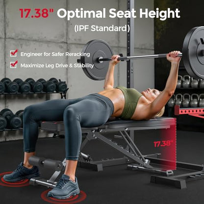 FLYBIRD Adjustable Weight Bench, Full Body Workout Bench for Home Gym - size: L