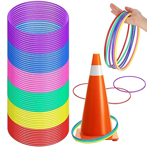 60 Pcs Large Plastic Ring Toss Multicolor Throwing Carnival Rings Speed and Agility Practice Games, Garden Backyard Lawn Outdoor Games(10 Inch,Bright Color) - color: Bright Color, size: 10 Inch