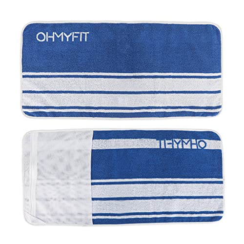 Smart Fitness Towel With Zippered Pocket - Gym Accessory for Men & Women - Multifunctional Quick Dry Sweat Towel for Workout, Yoga, Tennis, Sports & More (Blue, Pack of 1)