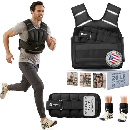 Lifepro Adjustable Weighted Vest for Women & Men - Flexvest 15 or 20 lb Workout Vest – Reflective Fitness Weight Vest with Phone Pocket for Running, Cardio, Strength Training