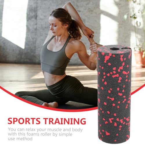 Luxshiny Compact Exercise Foam Roller for Muscle Release and Body Massage, Hollow Portable Red Massage Roller for Fitness and Physical Therapy