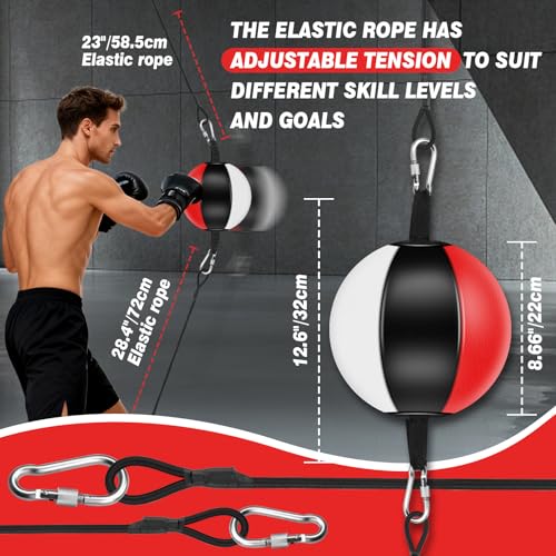 Doorway Punching Bag Double End Bag for Boxing, No Wall Installation Boxing Training Set with Bungee Cords, Double End Punching Ball Striking Equipment for Training at Home & Gym