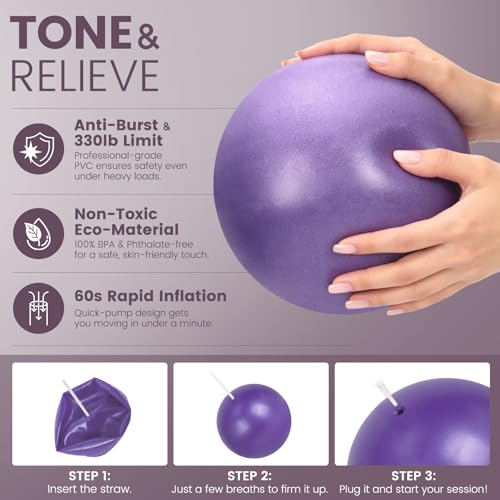 Foldable Yoga Mat and Blocks Set for Women with 2 Pack Yoga Blocks and Strap,Thin Non Slip Pilates Mat with Bag, Home Workout Equipment Essentials Starter Kit for Beginners Full Body Toning - color: Purple