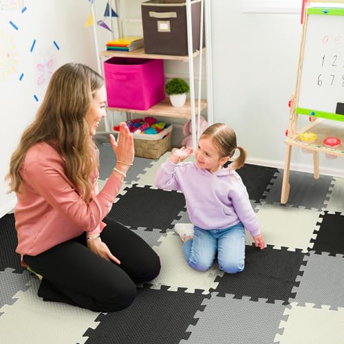 Nuanchu 60 PCS Kids Foam Puzzle Mat,Black, White, Gray - color: Black, White, Gray