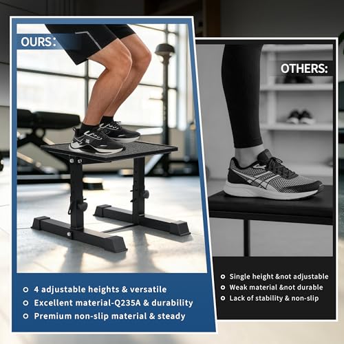 Garvee Plyometric Jump Box, 15/17/19/21 Inch Adjustable Plyo Box, Anti-Slip Fitness Exercise Step Up Box with Safety Lock for Home Gym Training, Conditioning Strength Training
