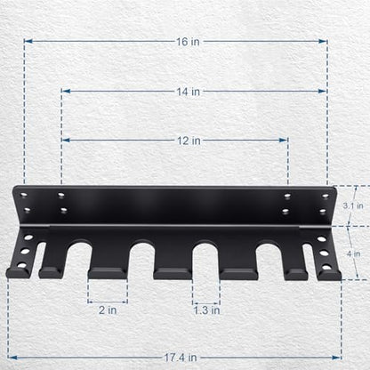 Heavy Duty Wall Mounted Barbell Holder, 5.8mm Thick Olympic Barbell Storage Rack with Hooks, Fits Bars Under 33mm, Space-Saving Home Gym Fitness Equipment Hanger