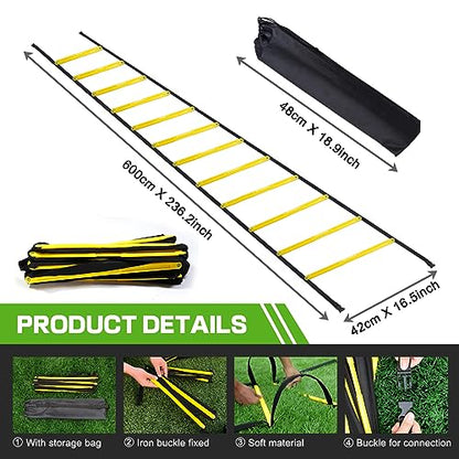 Happy Jump Agility Ladder 12 Rung 20 FT Speed Training Ladder Drill Sports Workout Equipment for Football Soccer Footwork Exercise