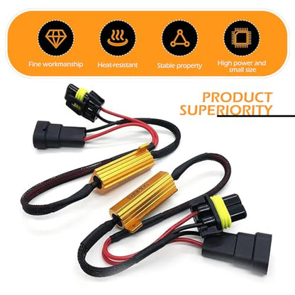 2 PCS Car LED Light Bulb Decoder, 9005/9006 LED Load Resistor Kit, Car Light Bulb Relay Harness Adapter, Anti Flicker Error Decoder, Universal for Most Cars (Black) - color: Black