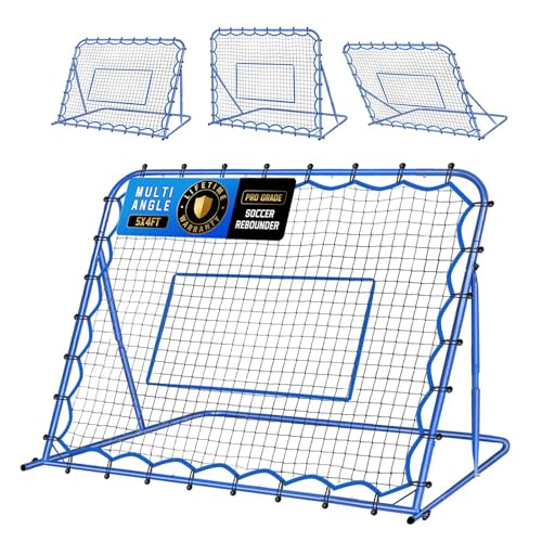 Soccer Baseball Rebounder Net, Soccer Goal Net, Volleyball Softball Rebound Pitchback Net Quick-Switch Angle Training for Control, Passing Practice, Bounce Back Rebounder Goals Gifts Trainer Equipment - size: 5FTx4FT