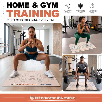Squat Mat with Foot Position,Non-Slip Workout Mat for Squats & Leg Exercises, Improves Muscle Activation & Knee Support, Home Gym Fitness Mat,30 * 13.8"inch Squat Pad - color: Beige