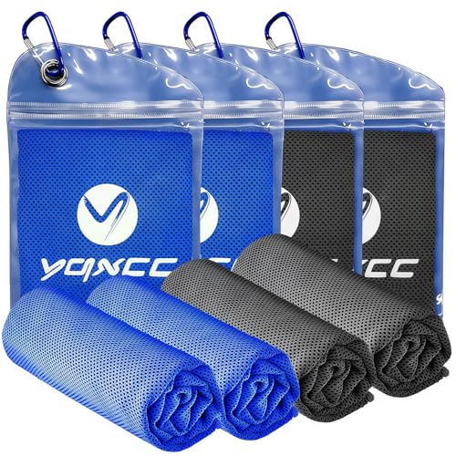 4 Pack Cooling Towels (40"x12"), Ice Cool Neck Towel, Soft Breathable Microfiber for Gym, Yoga, Golf, Running, Camping & All Hot Weather Activities - color: 2 Dark Blue/ 2 Dark Gray