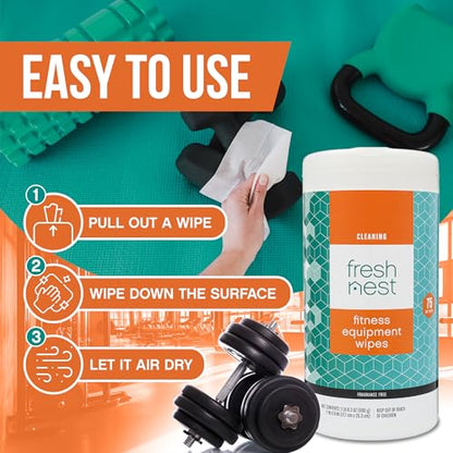 Fitness Equipment Wipes - Cleaning Wipes for Yoga Mats, Pilates Studios, Gyms, Peloton & Cycle Bikes, Spas - Fragrance-Free Wipes Surface Cleaning for Home, Office, Gym 75-Count