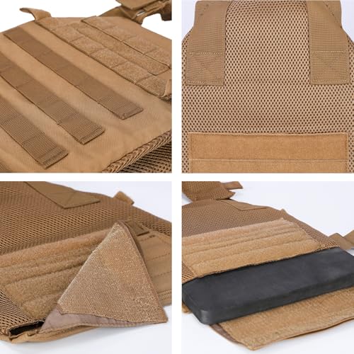 Adjustable Weighted Vest Fitness Sport Training Strength and Endurance Training,Quick Release with Molle for Running,Fitness Workouts - color: Tan