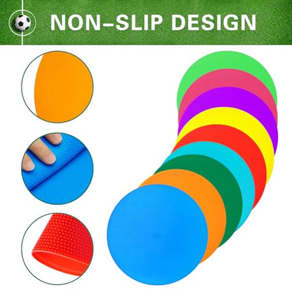 Poly Spot Markers 4 inch/9 inch Non-Slip Rubber Agility Training Markers Floor Dots Flat Field Cones for Football, Soccer, Basketball, School Exercise Drills, Dance Practice - style: 9 inch 30 Pcs (TPE)