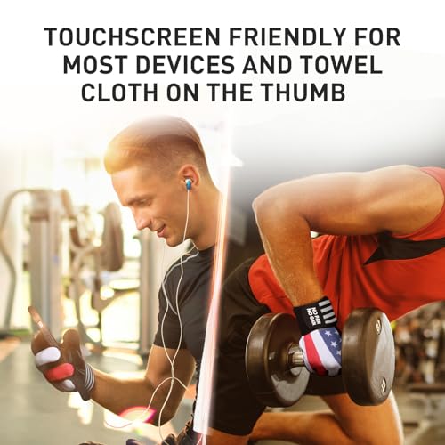 FINGER TEN Weightlifting Workout Gloves Men - color: USA Flag, size: X-Large