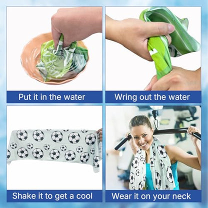 OPSO Softball Cooling Towel Set, 40 x 12 inches, 12 Pack, Microfiber Sports Towels for Baseball, Soccer, Golf LCE Towel Microfiber Sports Towels for Player (Soccer 4)