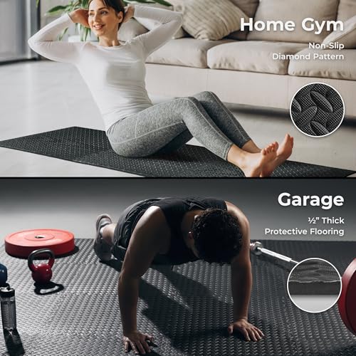 Sunny Health & Fitness Tri-Folding & Puzzle Exercise Mats – Extra Thick, Durable, Non-Slip, Water-Resistant Cushioning for Home Gym, Yoga, MMA, Gymnastics, Cardio, and Core Workouts - style: 6 FT x 4 FT