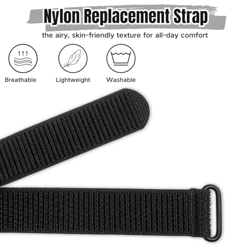CAMTOVGCA Nylon Loop Compatible with Hume Band, Nylon Replacement Strap, Soft Adjustable Breathable Sport Wristband for Fitness Tracker - color: Black