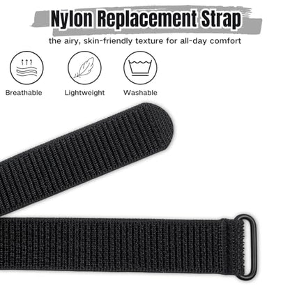 CAMTOVGCA Nylon Loop Compatible with Hume Band, Nylon Replacement Strap, Soft Adjustable Breathable Sport Wristband for Fitness Tracker - color: Black