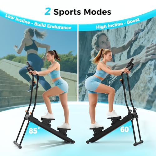 ERGOLIFE Stair Stepper for Home Gym, Stair Climber Workout Machine with Upgraded 6-Level Adjustable Resistance, Foldable Vertical Full Body Cardio Equipment, Non-Slip Pedals, Quiet 350 LBS Capacity - color: Black-Orange