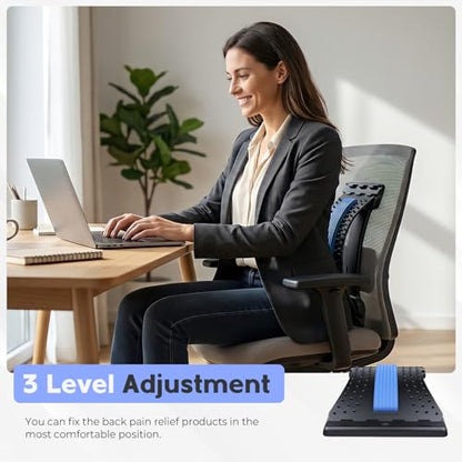 YOLLO Back Stretcher for Lower Back Pain Relief, 4-Level Adjustable Lumbar Support Board, Back Cracker Device with Acupressure Points, Spine Decompression & Posture Correction for Home, Office & Gym