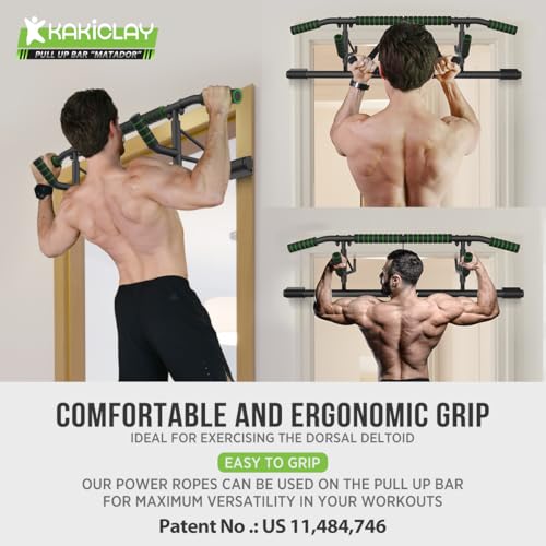 KAKICLAY New Upgrade Pull Up Bar for Doorway - Foldable Design & Space-Saving, Upto 440 Lbs Capacity, No Screwing or Slipping - USA Original Patent, Designed, Shipped, Warranty