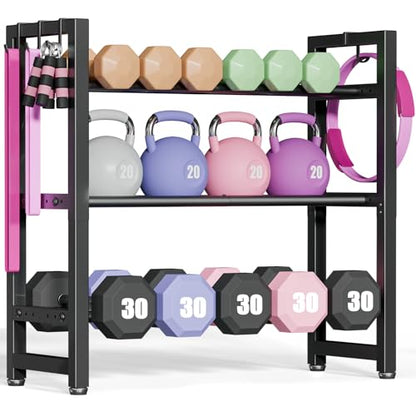 3-Tier Adjustable Dumbbell Rack, Heavy-Duty Weight Rack for Home Gym, Space-Saving Weight Storage Rack for Dumbbells, Kettlebells, Barbells & Plates (Rack Only) - size: 31.5X9.8X31.5inch