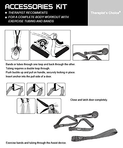 Therapist’s Choice® Accessories Kit for Bands/Tubes: Including 2 Handles, Door Anchor and Assist Strap